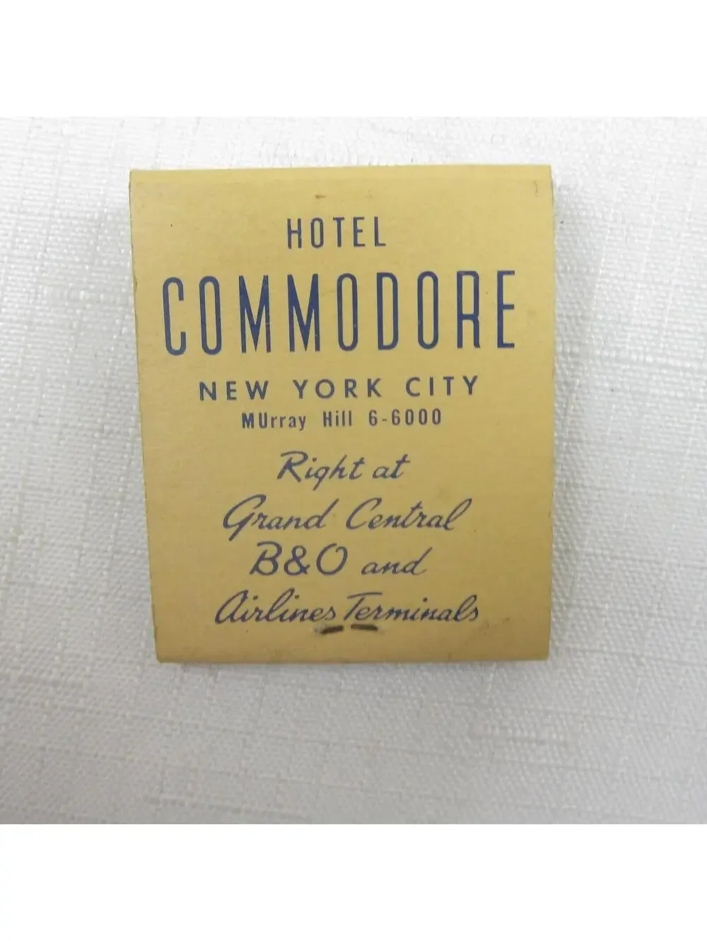 2 Vintage Matchbooks FULL Hotel St. Moritz Cafe De La Paix & The Commodore Hotel